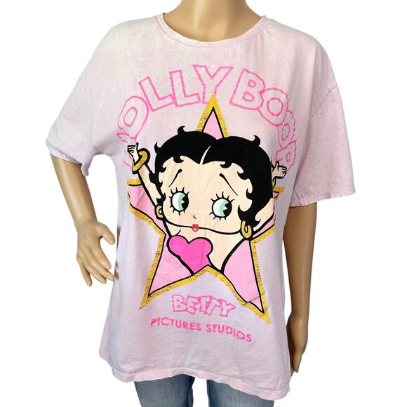 2/$30 Zara Limited Edition Betty Boop Hollywood Cotton Tee Pink Size L - Picture 4 of 9